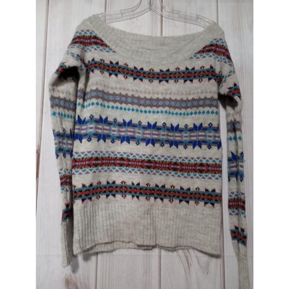 American Eagle Outfitters Women's Fair Isle Off Shoulder Sweater S P